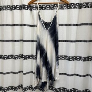Windsor‎ Tie Dye Swing Dress Size L Blue White Rayon Spaghetti Strap Flowy